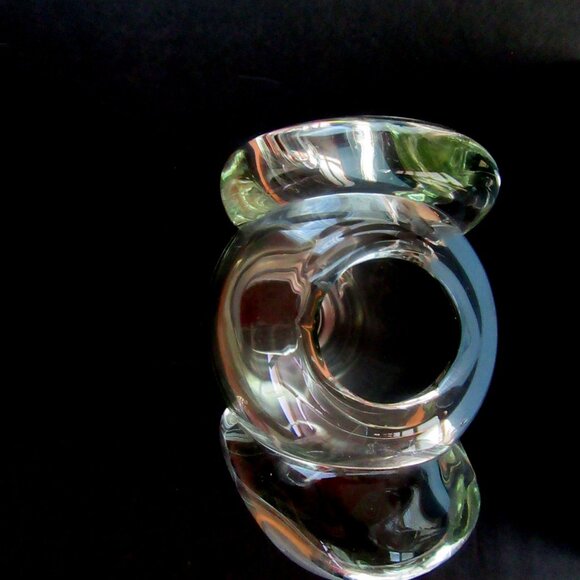 Vintage Art Nouveau clear heavy crystal glass bud vase with side swirls - 6" - Picture 9 of 15